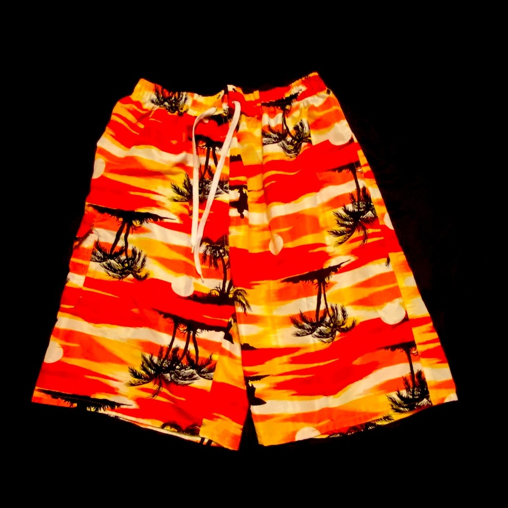 ‼️ Palm Tree Sunset Orange Men’s Swim Trunks